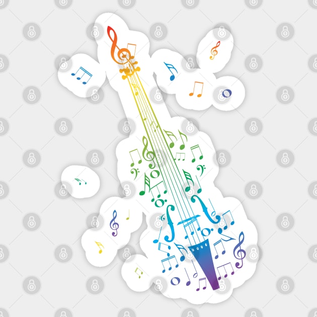 Rainbow music notes in violin Sticker by AnnArtshock